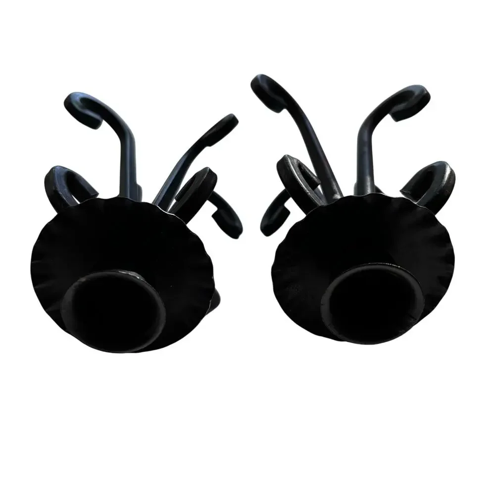 Vintage black wrought iron taper candle holders PAIR Spanish Revival mid century